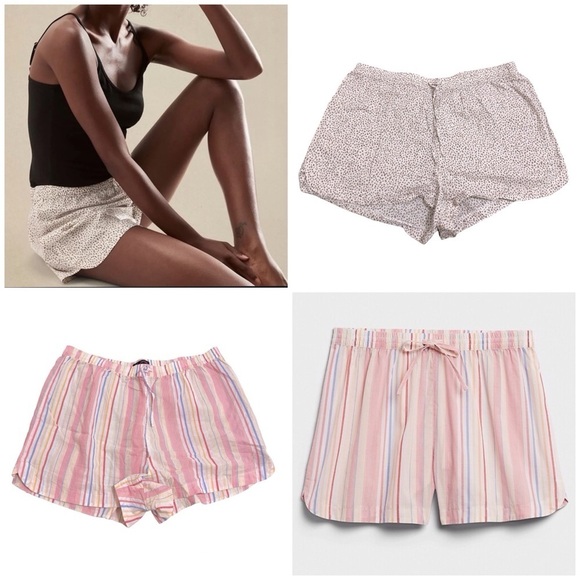 Banana Republic Factory Other - Banana Republic Pajama Shorts Bundle Size Large in Multi Stripe & Leopard Print